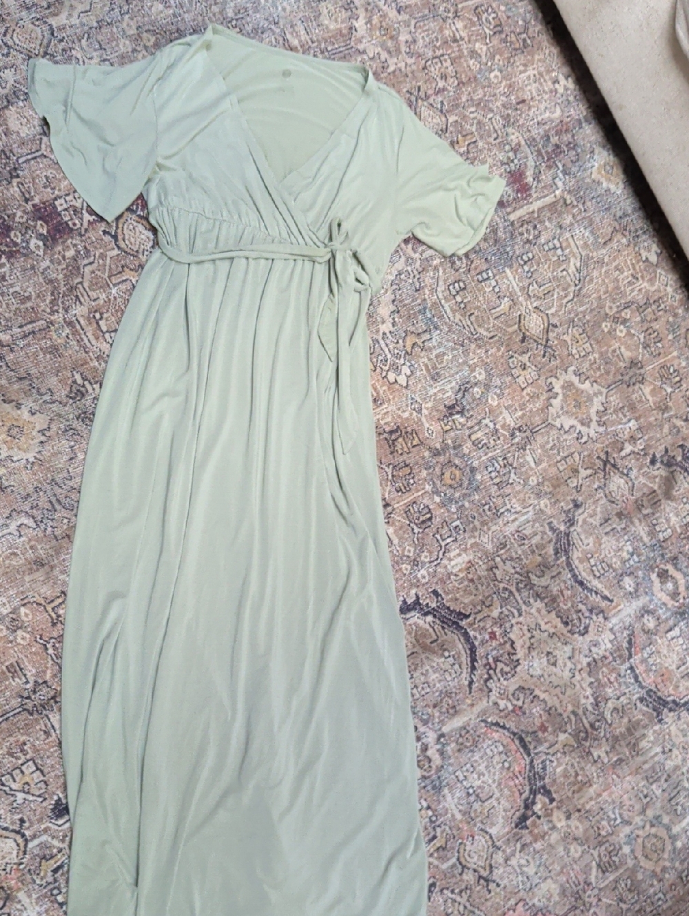 Kindred Bravelt Sage Green Wrap Maxi Dress with Tie Waist